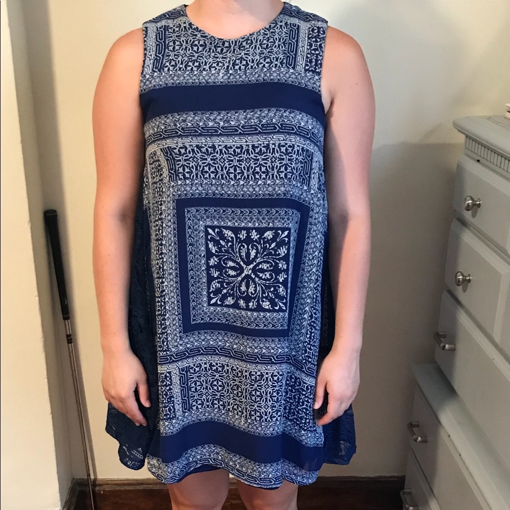 NEVER WORN navy blue printed dress